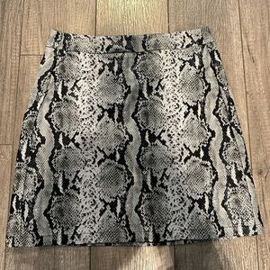 snakeprint leather mini skirt